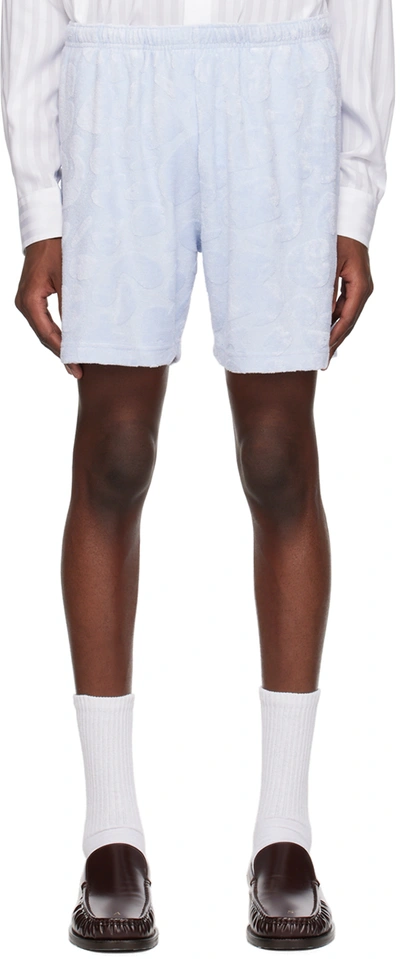 Acne Studios Blue Graphic Shorts In Aav Pale Blue