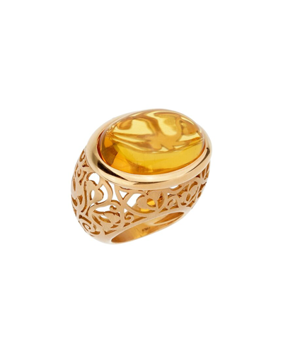 Heritage Pomellato Pomellato 18k Rose Gold 19.94 Ct. Tw. Diamond & Amber Ring (authentic Pre- Owned)