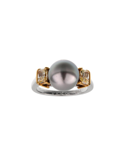 Heritage Graff Graff 18k & Platinum 0.70 Ct. Tw. Diamond 9.8mm Pearl Cocktail Ring (authentic )