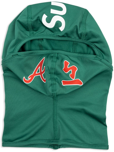 Supreme X Mlb Kanji Teams Atlanta Braves "light Pine" Lightweight Balaclava In Green