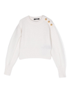 Balmain Slit-sleeve Ribbed-knit Jumper In White