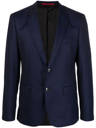 Hugo Boss Single-breasted Wool Blazer In Blue