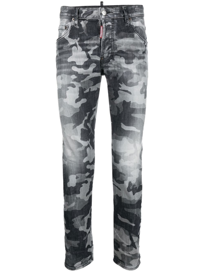 Dsquared2 Camouflage Skinny Jeans In Grey