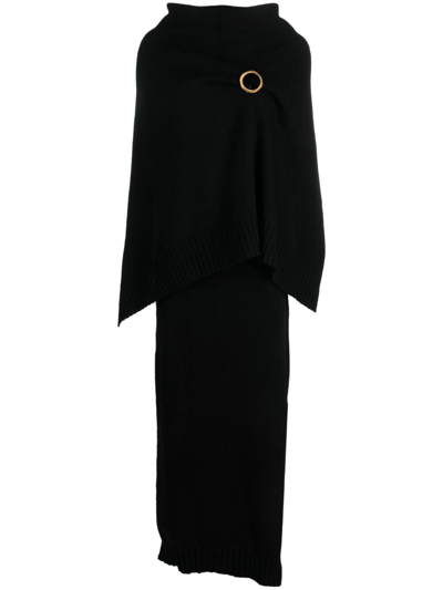 Jil Sander Ring-detail Knitted Dress In Black