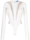 Mugler Illusion Shaping Bodysuit Woman White In Polyamide In White