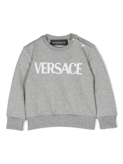 Versace Babies' Medusa Logo-print Cotton Sweatshirt In Gray