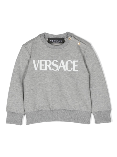 Versace Babies' Medusa Logo-print Cotton Sweatshirt In Grey