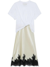 3.1 Phillip Lim Craped Combo Midi Slip Dress In White Butter Multi