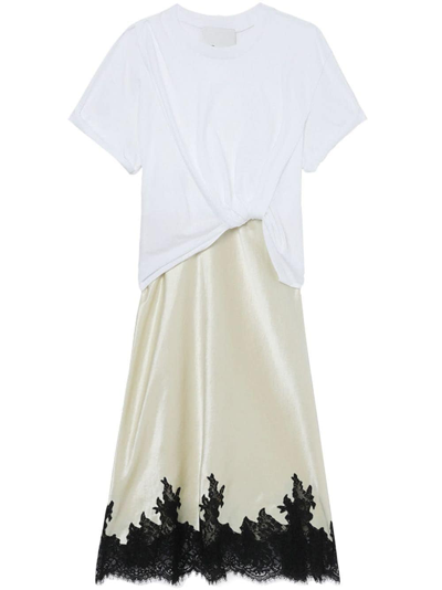 3.1 Phillip Lim Craped Combo Midi Slip Dress In White Butter Multi