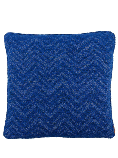 Missoni Columbia Zigzag-woven Cushion In Blue