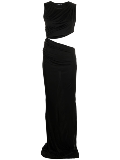 Atlein Black Ruffled Maxi Dress In C0114 Black