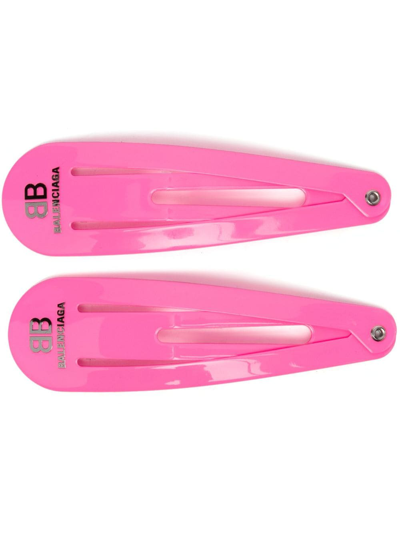 Balenciaga Holli Xxl Hair Clip (set Of Two) In Pink