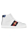 GUCCI LUXURY SNEAKERS FOR MEN    BEE ACE  HIGH SNEAKERS GUCCI IN WHITE LEATHER