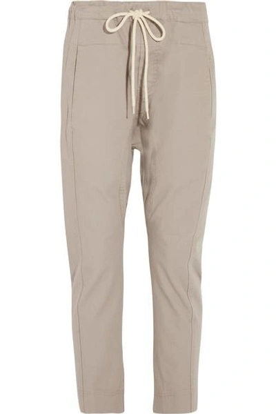 Bassike Cotton-drill Tapered Trousers In Taupe