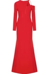 ANTONIO BERARDI CUTOUT EMBELLISHED STRETCH-CADY GOWN