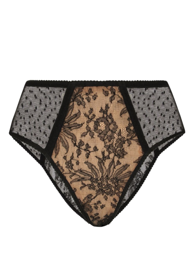 Dolce & Gabbana Point D'esprit-tulle Briefs In Black