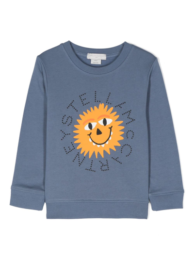 Stella Mccartney Kids' Sun-print Organic Cotton Sweatshirt In Blue