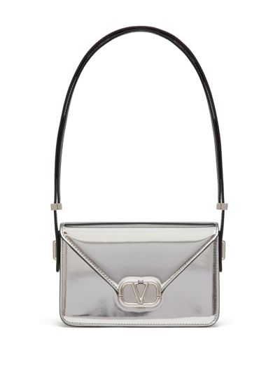 Valentino Garavani Small Letter Mirrored Shoulder Bag In Silver