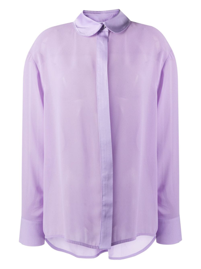 Sleeper Semi-sheer Pyjama Shirt In Purple
