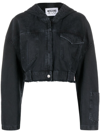 Moschino Short Jacket With Elastic Waistband And Hood In Black