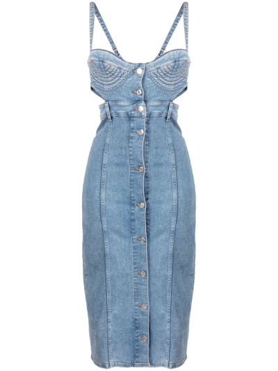 Moschino Cut-out Bustier Denim Dress In Black