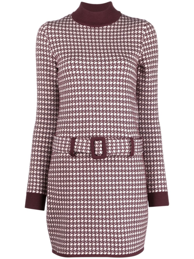 Moschino Contrasting-border Patterned Knitted Dress In Purple