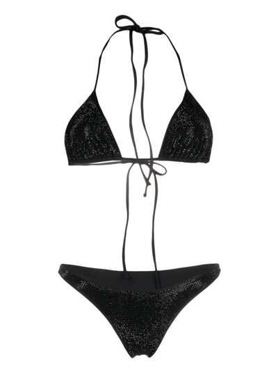Mc2 Saint Barth Crystal-embellished Bikini Set In Black