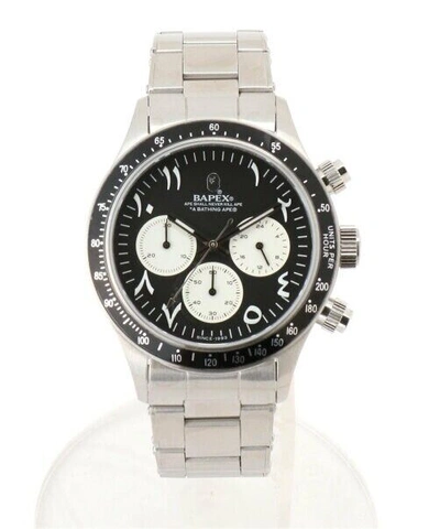 Pre-owned A Bathing Ape Men's Wrist Watch Classic Type 4 Bapex Quartz Black 2022 Aw