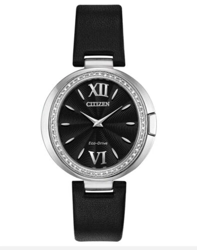 Pre-owned Citizen Women's Capella Eco-drive Diamond Accents Black 34mm Watch Ex1500-01e