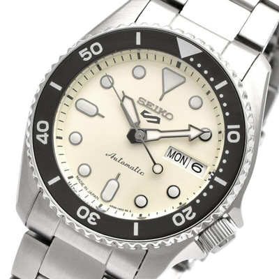 Pre-owned Seiko 5 Sports Sbsa227 Skx Sports Style Automatic Watch Off White Dial 38mm