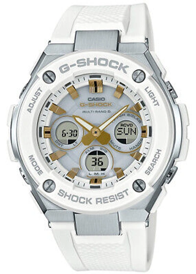 Pre-owned Casio G-shock G-steel Gst-w300-7ajf White Radio Solar Men's Watch In Box