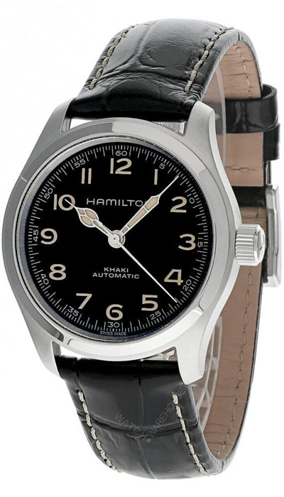 Pre-owned Hamilton Khaki Field Murph Auto 38mm Black Leather Men's Watch H70405730