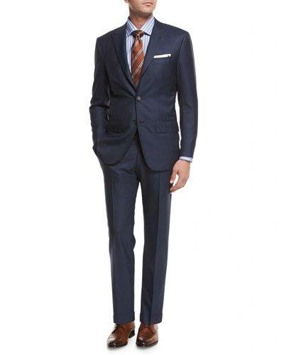 Kiton Men's Two-piece Three-button Wool Plaid Suit In Blue