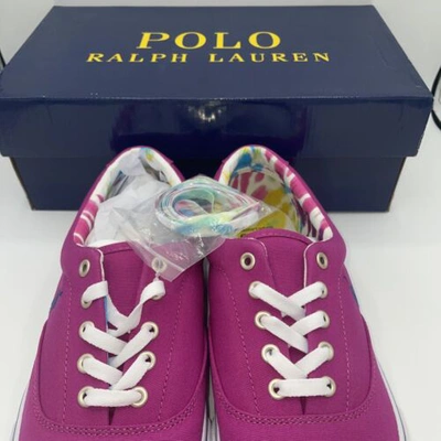 Pre-owned Ralph Lauren Polo  Men's Keaton Vivid Pink / Light Navy Canvas Shoes 10 D -
