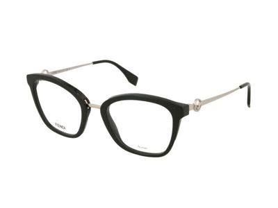 Pre-owned Fendi Eyeglasses Ff 0307 807 Black Full Rim Frame 50-20-140mm In Clear Demo