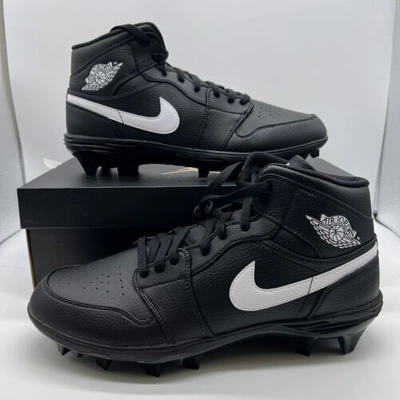 Pre-owned Jordan Air  1 Mid Td Football Cleats Black White Fj6805-001 100% Authentic