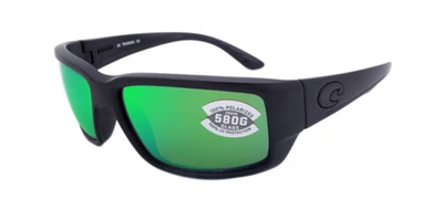 Pre-owned Costa Del Mar Fantail Tf 01 Ogmglp Blackout / Green Mirror 580g Glass Polarized
