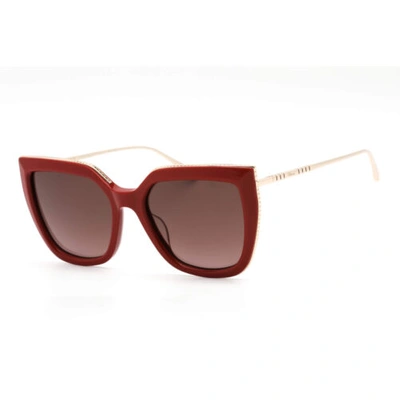 Pre-owned Chopard Women's Sunglasses Shiny Full Red/gold Cat Eye Shaped Frame Sch319m 09lb In Brown