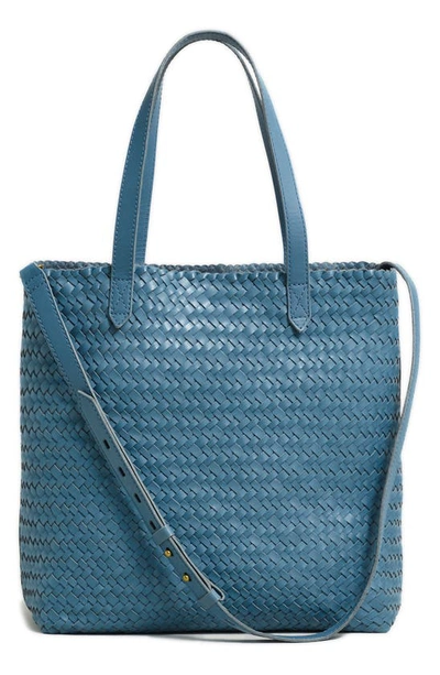 Madewell The Medium Transport Tote: Woven Leather Edition In Ocean