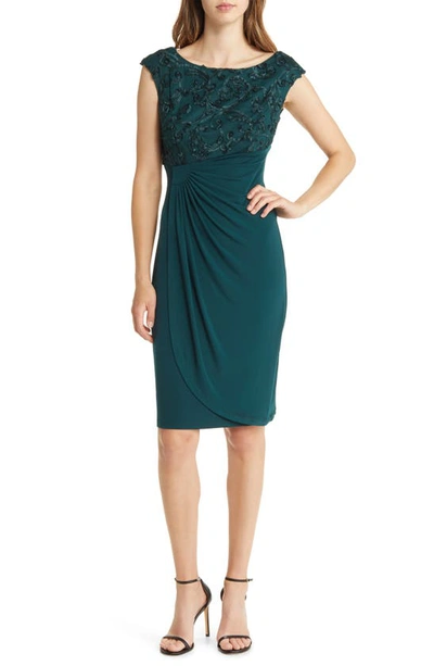 Connected Apparel Soutache Bodice Dress In Hunter