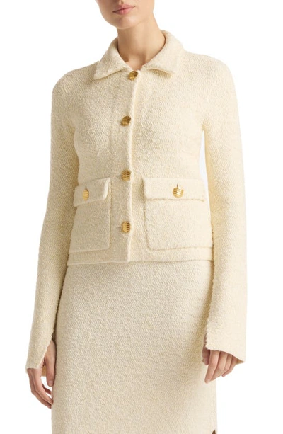 St John Tailored Tweed Jacket With Detail Buttons In Ecru Vanilla