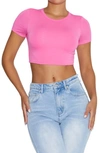 Naked Wardrobe Crewneck Crop T-shirt In Pink