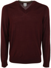 Paul Smith Burgundy Merino V-neck Sweater Red In Red