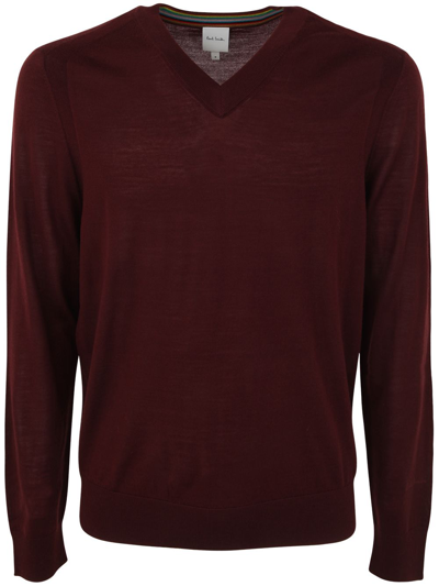 Paul Smith Mens Sweater V Neck In Red