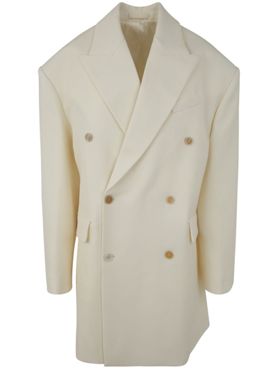 Wardrobe.nyc Oversized Double-breasted Wool Coat In Blanco