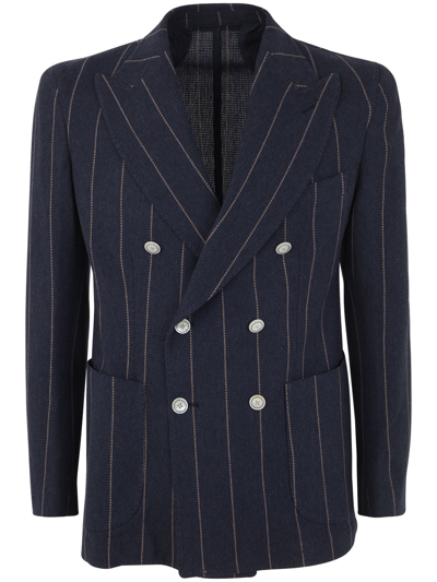 Barba Napoli Dynamic Double Breasted Jacket In Blue