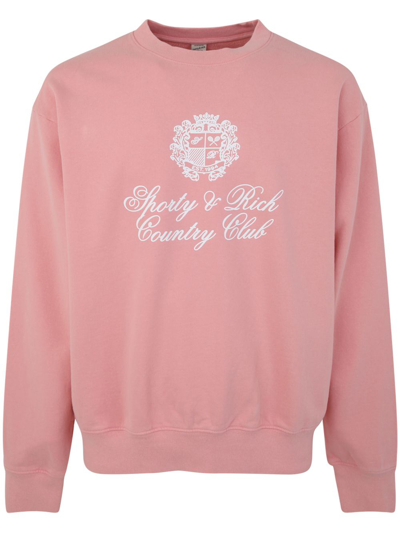 Sporty &amp; Rich Country Crest Crewneck In Rose White