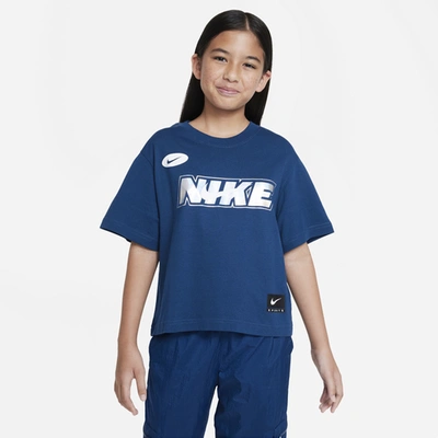 Nike Kids' Girls  Boxy Icon Clash T-shirt In Valerian Blue