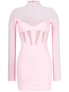 Mugler Sheer-panelled Corset Minidress In Pink