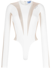 Mugler Illusion Shaping Bodysuit Woman White In Polyamide In White
